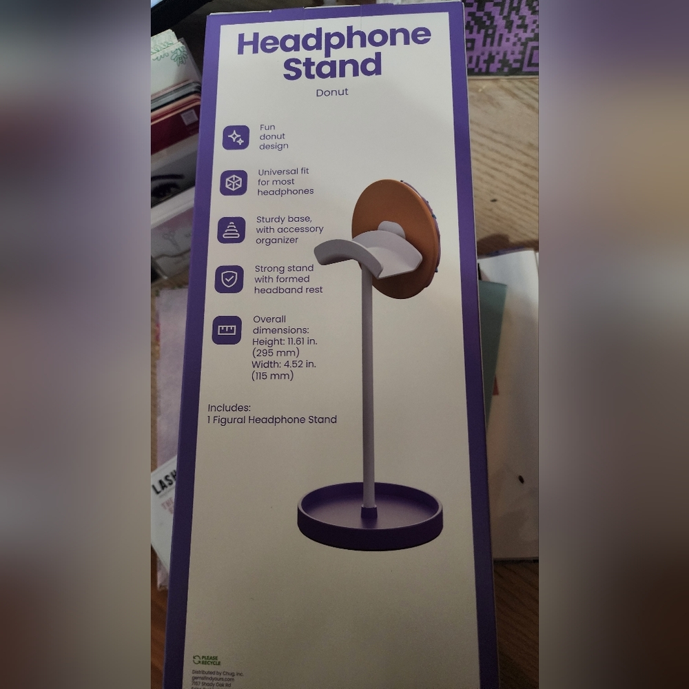 Universal Headphone Stand with Accessory Organizer - Purple